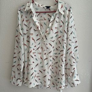 Business casual half button blouse